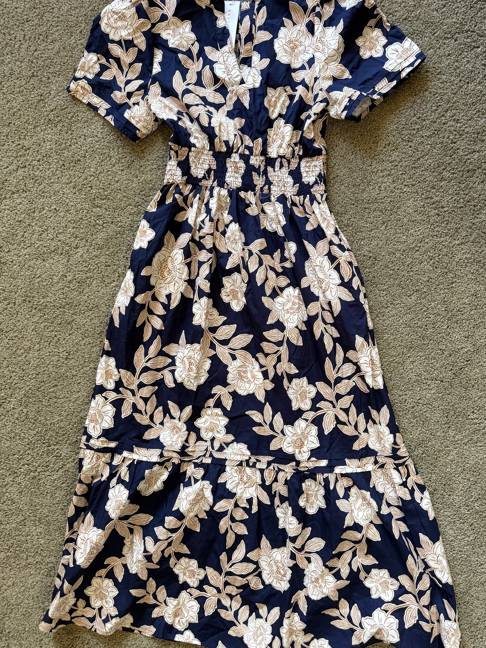 Womans Baltic Born indigo Blue Floral Maxi Dress with Cream Blooms